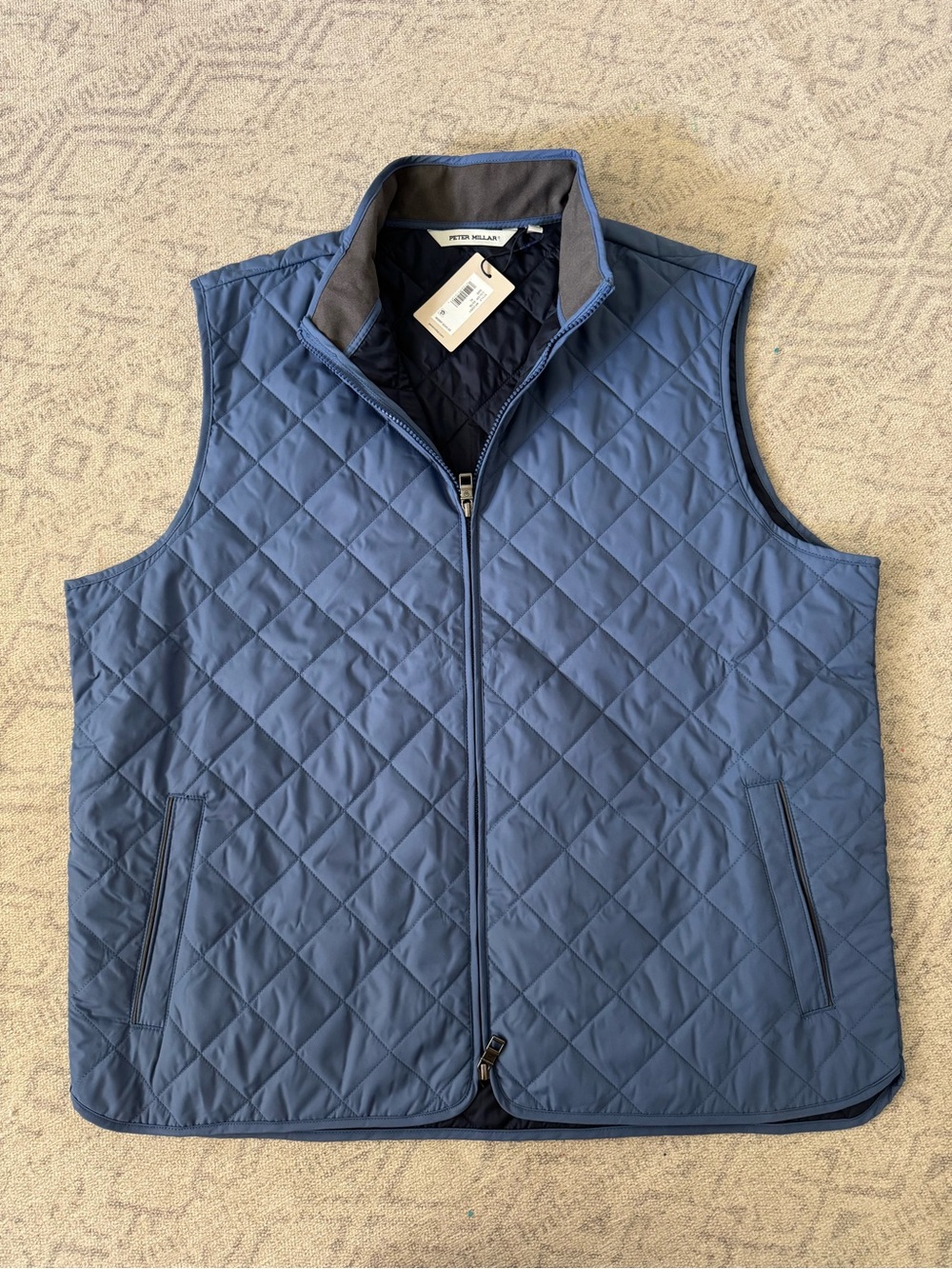 Peter Millar Quilted Navy Blue Zip Vest
